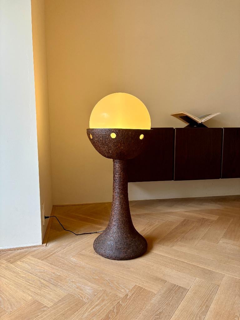 Doria Leuchten Vintage Keramiek bruin Brutalistisme lamp, Autres matériaux, Mid century, Enlèvement, Utilisé