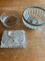 Kristallen boterpot art deco style en kommen, Ophalen