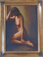 C. MIRALDI / ZITTEND NAAKTE VROUW / OLIEVERF / 88x68cm KADER, Antiek en Kunst, Ophalen