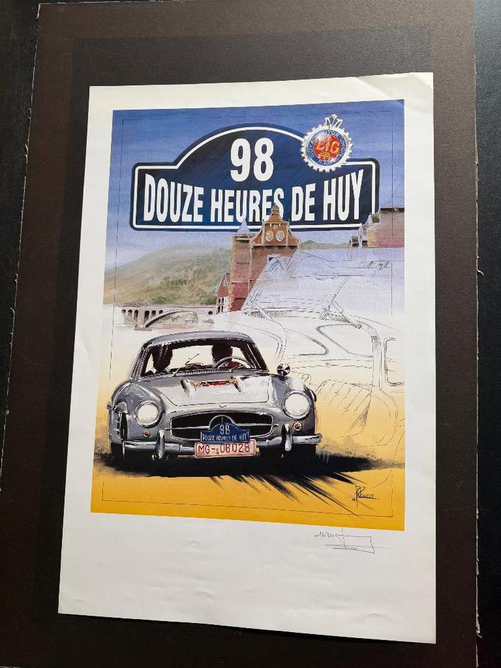 litho affiche  Mercedes 300 SL rallye Huy Ph. Poncelet, Collections, Marques automobiles, Motos & Formules 1, Voitures, Enlèvement ou Envoi