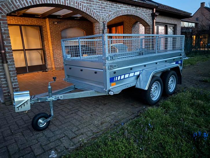 Dubbelas aanhangwagen 750kg met loofrek, Auto diversen, Aanhangers en Bagagewagens, Zo goed als nieuw, Ophalen