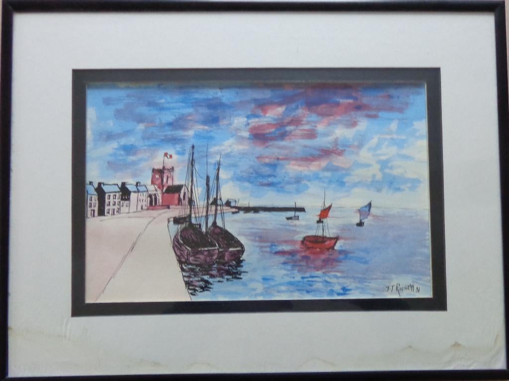 JEAN-JACQUES ROUSSEAU / ZEILBOOTJES ORIGINEEL 31x41cm KADER, Enlèvement ou Envoi