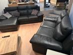 Divan en cuir noir, Calia 3 + 2 places, Enlèvement, Comme neuf, Cuir
