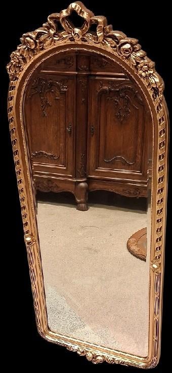 vergulde hallspiegel., Antiek en Kunst, Antiek | Spiegels, Ophalen, Minder dan 50 cm, 100 tot 150 cm