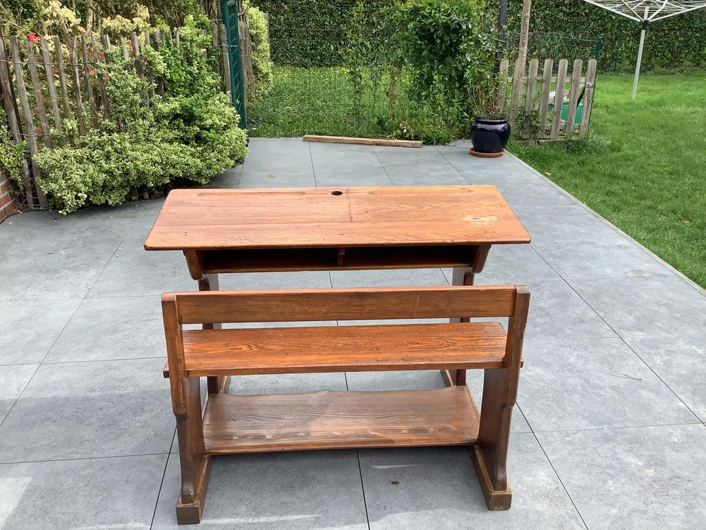 Ancien banc d’école en chêne, Antiquités & Art, Enlèvement