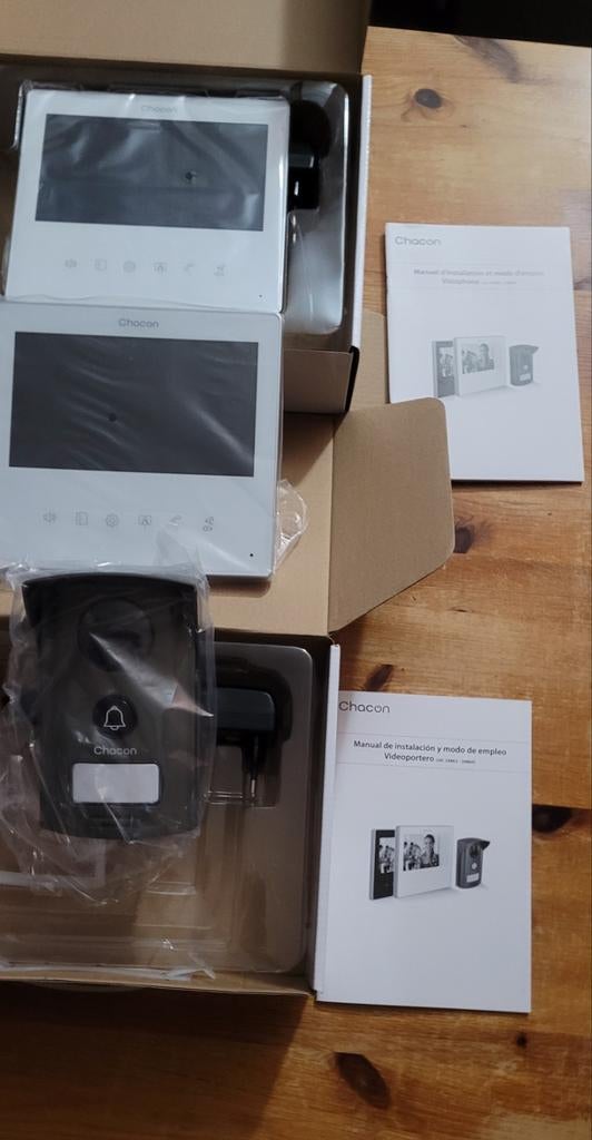 Videofoon met 2 ultradunne 7" schermen - wit voor 2 verdiepi, Ophalen of Verzenden