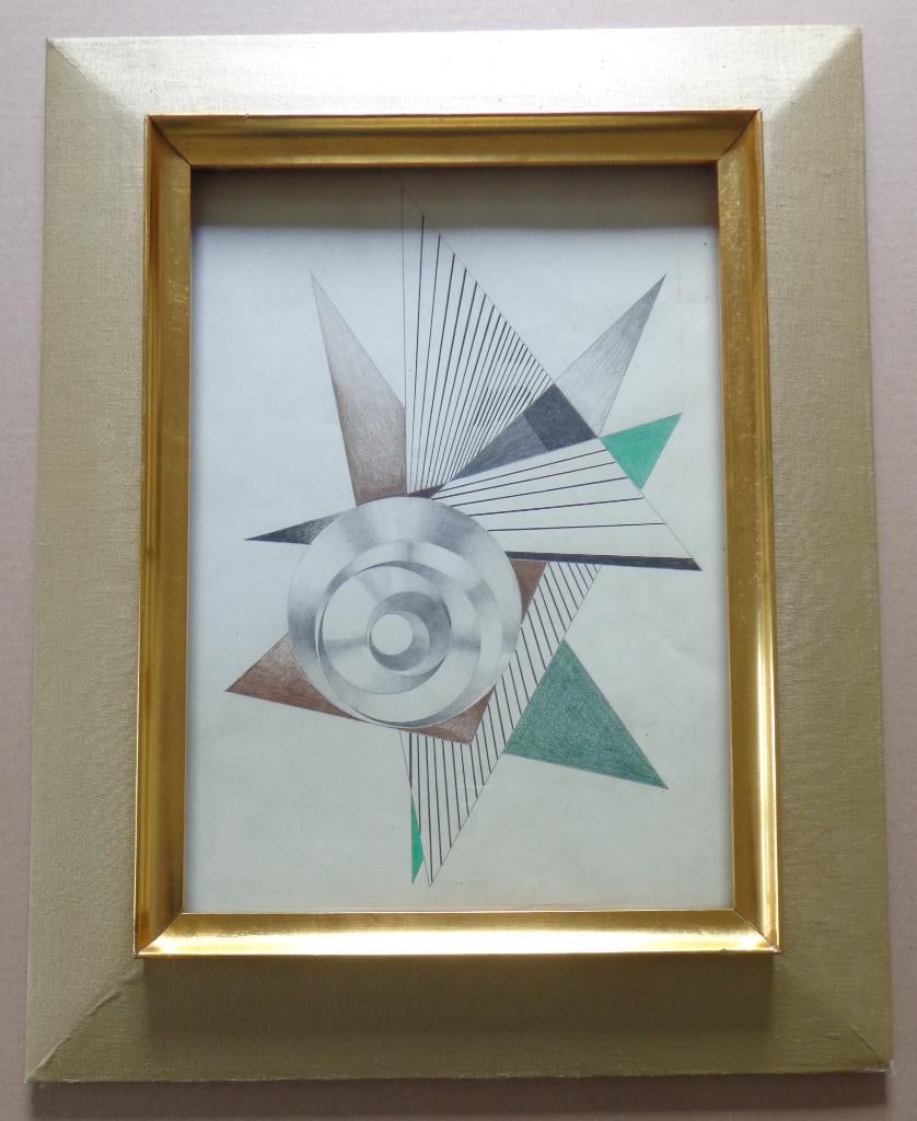 RUSSISCHE SCHOOL / GEOMETRIE / ORIGINEEL / 49x39cm / KADER, Enlèvement ou Envoi