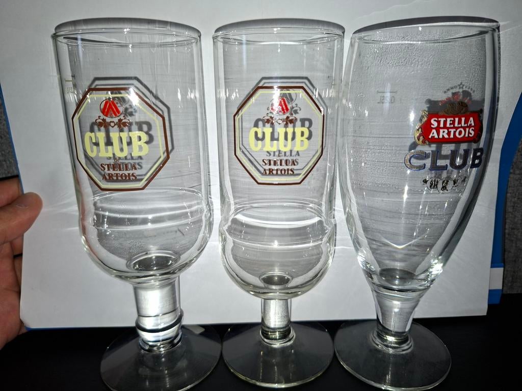 3 verres Stella Artois club, Collections, Marques de bière, Enlèvement ou Envoi, Stella Artois