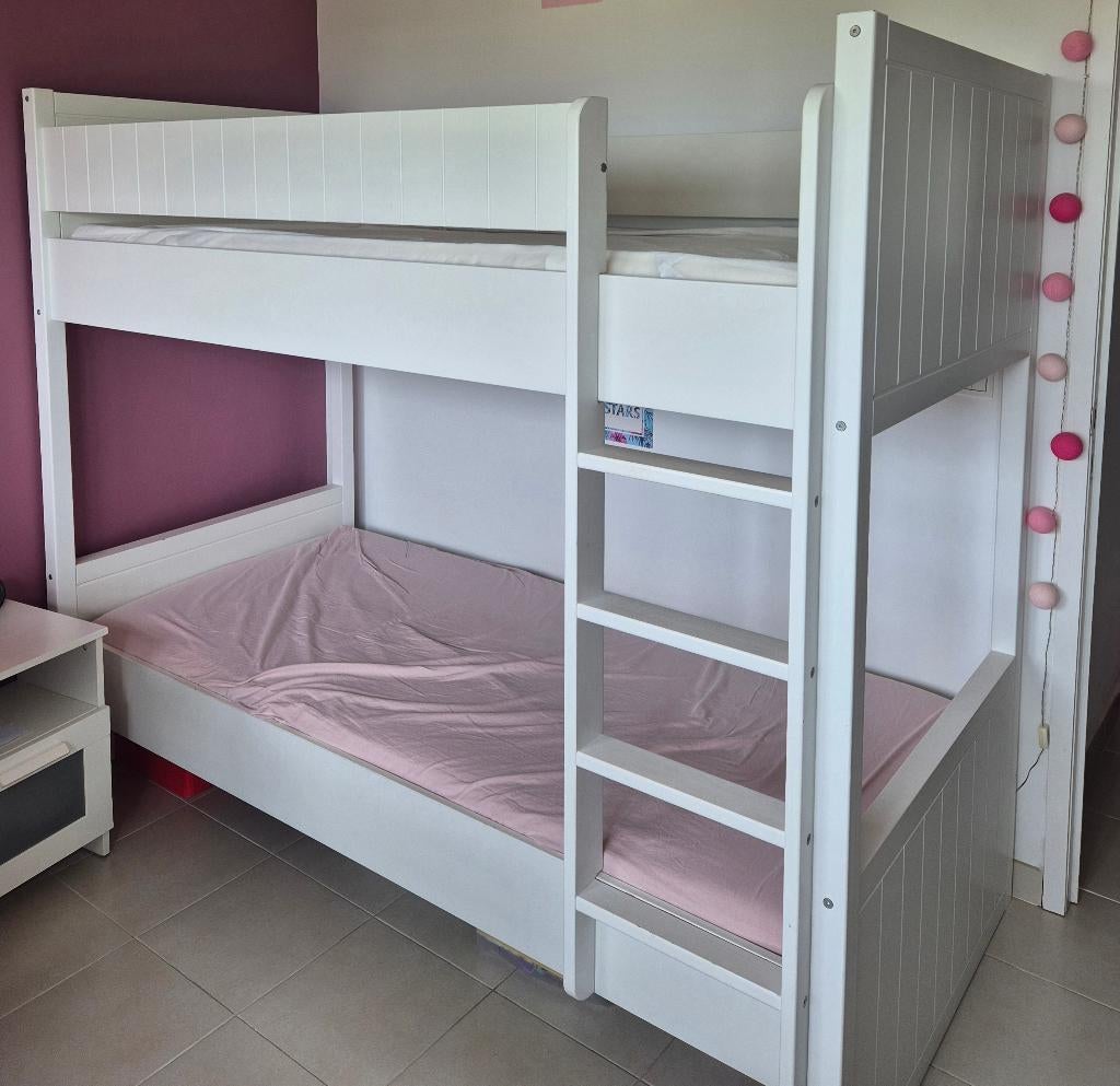 Lit superposé Robin avec sommiers 90x200, Huis en Inrichting, Slaapkamer | Stapelbedden en Hoogslapers, Ophalen, Gebruikt, Stapelbed