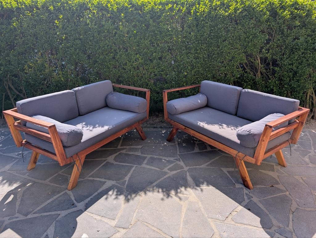 Set de jardin 2 x 2 places, Jardin & Terrasse, Salons de jardin, Banque, Utilisé, Enlèvement