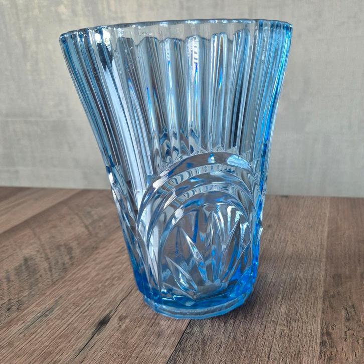 Blauwe glazen vaas – 20 cm hoog, Antiek en Kunst, Antiek | Vazen, Ophalen