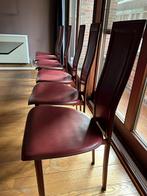 6 lederen stoelen, Huis en Inrichting, Stoelen, Ophalen, Zo goed als nieuw, Rood