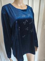 blauwe fluwelen blouse, Enlèvement ou Envoi, Comme neuf, Taille 42/44 (L), Bleu