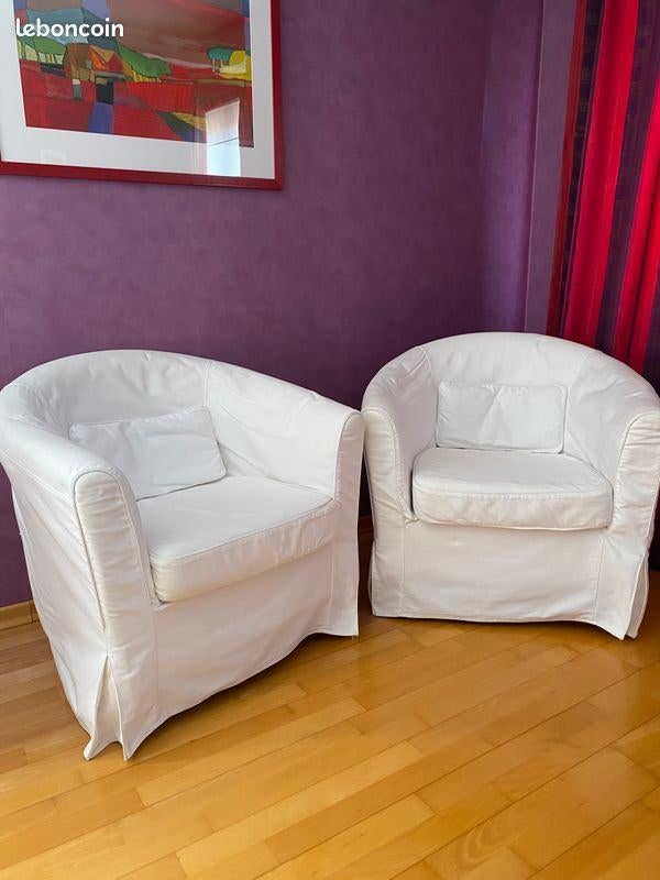 Fauteuil blanc TULLSTA Ikea, Maison & Meubles, Fauteuils, Utilisé, Tissus, 75 à 100 cm, Moins de 75 cm, Enlèvement