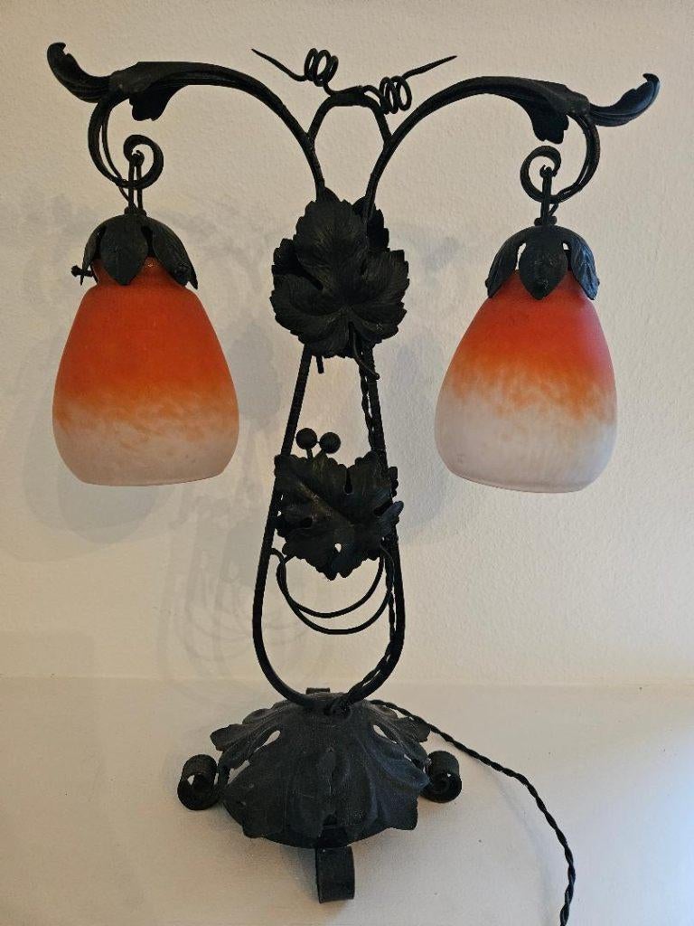 Lamp art nouveau Schneider gesigneerd genre Muller, Ophalen of Verzenden