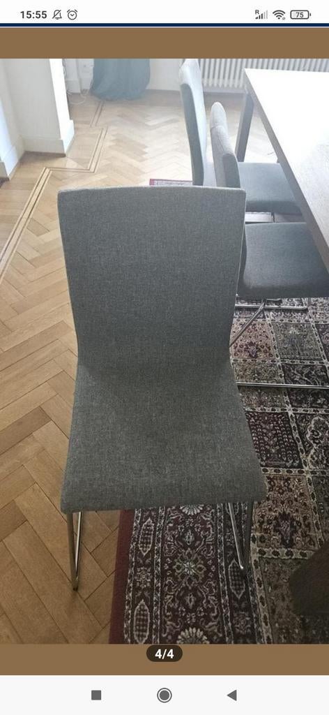 6 chaises pour table à manger, Tissus, Gris, Comme neuf, Enlèvement