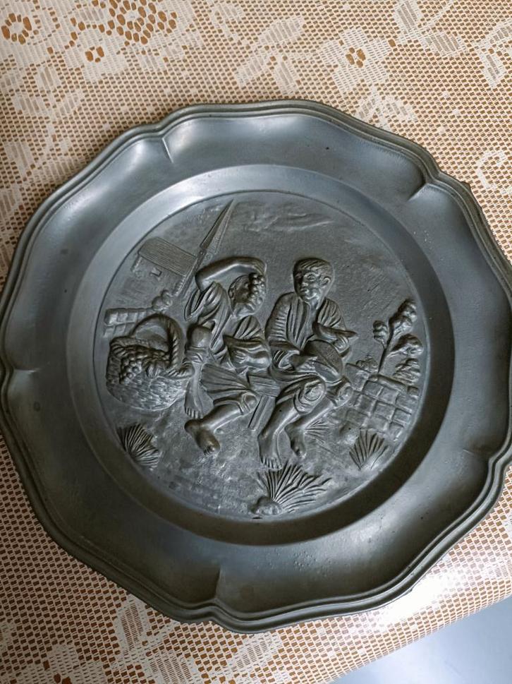 4 Antieke Borden - Zeer uniek, Antiek en Kunst, Antiek | Tin, Ophalen