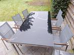 Tuintafel met 6 stapelbare stoelen, Tuin en Terras, Tuintafels, Ophalen, Gebruikt, Aluminium