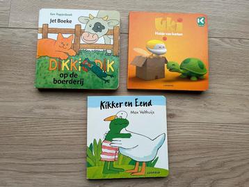 3 kartonnen boekjes: Uki - DIkkie Dik - Kikker en Eend