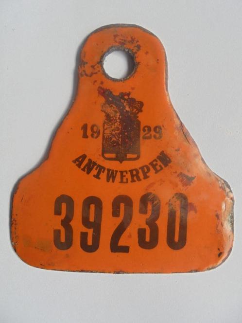 mooie taksplaat 1929 antwerpen fietsplaat email, Antiek en Kunst, Curiosa en Brocante, Ophalen of Verzenden