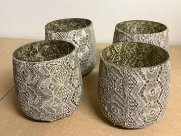 Theelichthouders met kant (4 stuks) beschikbaar voor biedingen