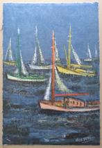 HUBERT DE VRIES / BOOTJES / KLEURLITHO / 56x38cm / SIG, Antiek en Kunst, Ophalen of Verzenden