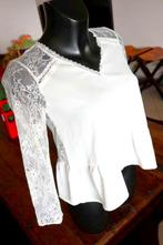 sierlijk zilver wit praktisch vlot T-shirt-blouse, Nieuw, Maat 42/44 (L), Ophalen of Verzenden, Wit
