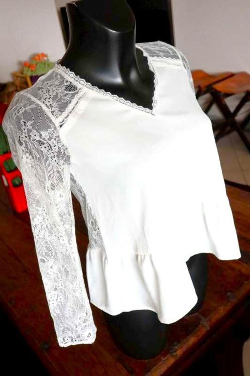 sierlijk zilver wit praktisch vlot T-shirt-blouse, Vêtements | Femmes, Blouses & Tuniques, Neuf, Taille 42/44 (L), Blanc, Enlèvement ou Envoi