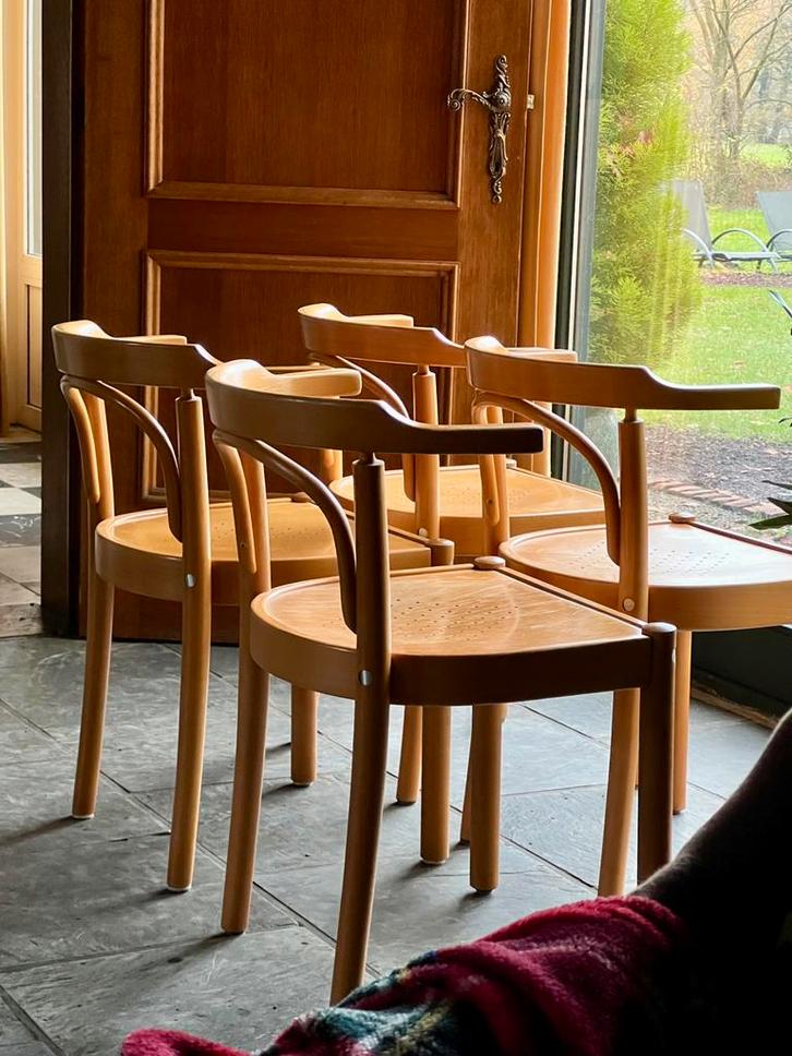 Vintage Stoelen Beukenhout Ronde Rugleuning 4x, Huis en Inrichting, Stoelen, Ophalen