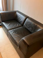 Lederen zetel 2- zit zwart, Huis en Inrichting, Zetels | Zetels, Ophalen, Gebruikt, Leer, Modern