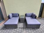 Lounge set met bijzettafel en hoes, in prima staat., Tuin en Terras, Tuinsets en Loungesets, Ophalen, Kunststof, 6 zitplaatsen