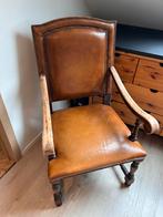 Authentieke kasteelstoel – leder en massief hout, Antiek en Kunst, Antiek | Meubels | Stoelen en Sofa's, Ophalen
