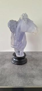 Mooi gekleurd acryl paardenkop met rijdster. Uniek stuk., Antiek en Kunst, Curiosa en Brocante, Ophalen