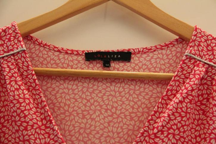 Blouse | Top rose fushia col en V Lola Liza 36, Kleding | Dames, Topjes, Zo goed als nieuw, Maat 36 (S), Roze, Korte mouw, Ophalen of Verzenden