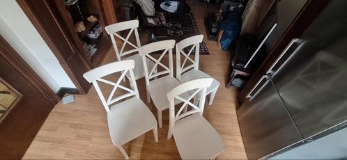 Stoelen, Huis en Inrichting, Stoelen, Gebruikt, Vijf, Zes of meer stoelen, Hout, Wit, Ophalen