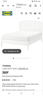 Lit 2 personne avec matelas ikea, Huis en Inrichting, Slaapkamer | Bedden, Ophalen, Wit, Zo goed als nieuw, 200 cm
