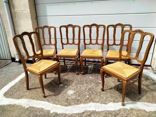 6 Chaises, en très bon état, avec paillage impeccable, Antiek en Kunst, Antiek | Meubels | Stoelen en Sofa's, Ophalen