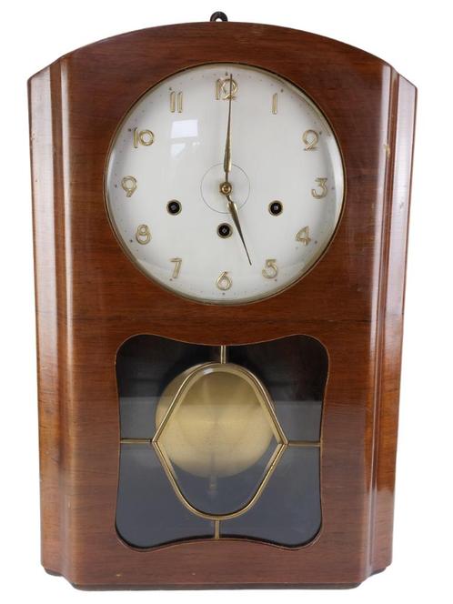 Vintage German Art Deco Regulator Wall Clock Kienzle, Antiek en Kunst, Antiek | Klokken, Ophalen of Verzenden