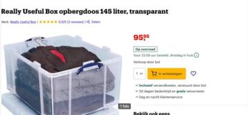 3 STUKS REALLY USEFUL BOX 145 Liter - beschikbaar voor biedingen