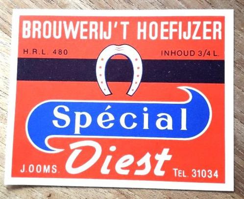 bieretiket "Spécial Diest" Brij 't Hoefijzer J. Ooms Diest, Verzamelen, Biermerken, Nieuw, Ophalen of Verzenden