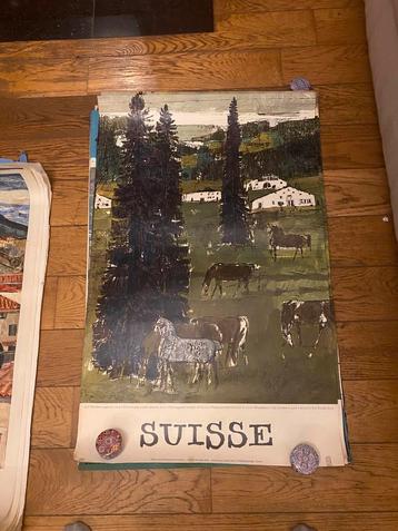 Ancienne affiche sur la Suisse pour les valves des gares, Collections, Enlèvement ou Envoi, Rectangulaire vertical, A1 jusqu'à A3