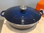 NIEUWE Le Creuset ovaal 31 cm Indigo in doos, Gietijzer, Nieuw, Ophalen of Verzenden, Keramische plaat