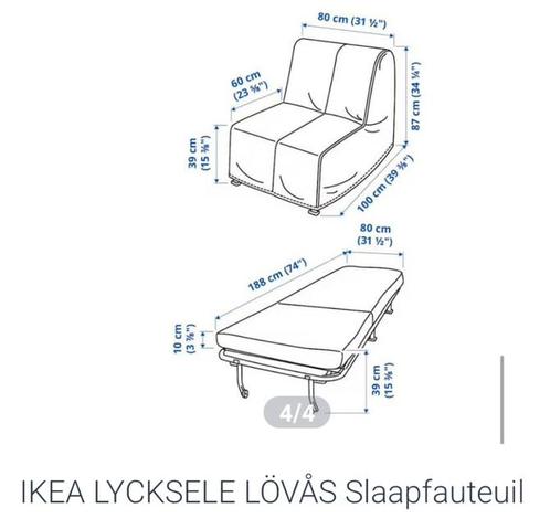 Ikea slaapbank / fauteuil, Maison & Meubles, Chambre à coucher | Canapés-lits, Comme neuf, Enlèvement ou Envoi