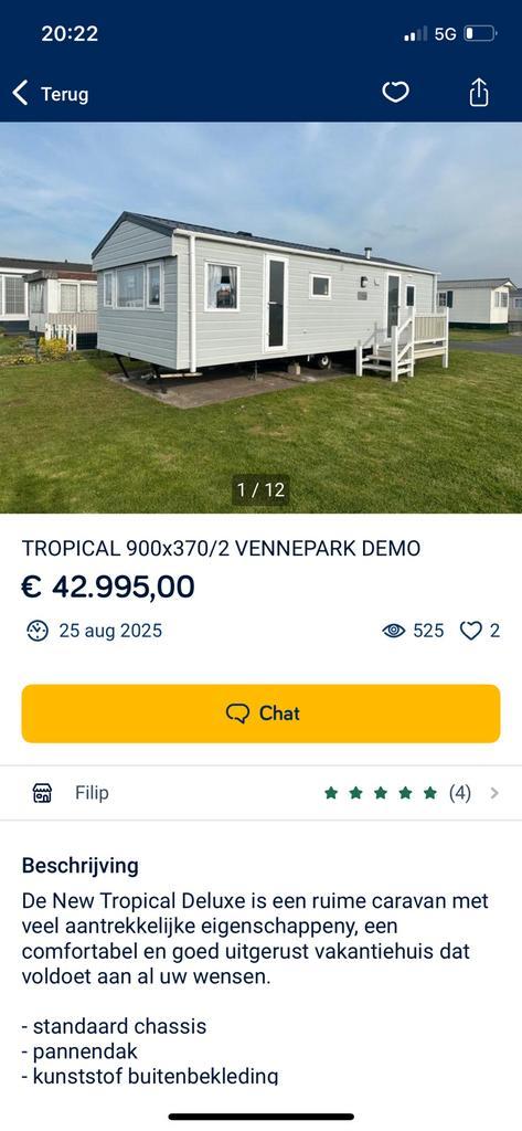 Mobil-home presque neuf à vendre à Blankenberge, Caravanes & Camping, Caravanes résidentielles, Plus de 6, Enlèvement