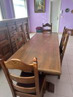 Eetkamer van massief eikenhout, Ophalen, Zo goed als nieuw, 4 tot 6 stoelen