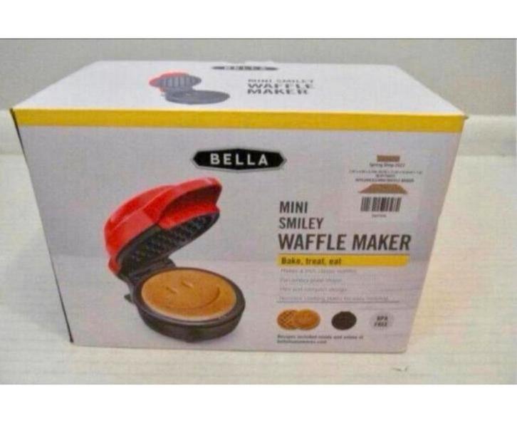 Bella Mini Smiley Waffle Maker waffels waffel-machine NIEUW, Elektronische apparatuur, Wafelijzers, Nieuw, Uitneembare platen