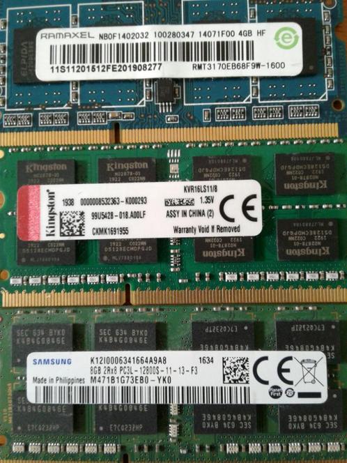 Lot de 3 barrettes RAM SO-DIMM (2x8Go + 1x4Go), Computers en Software, RAM geheugen, Gebruikt, Laptop, 8 GB, DDR3, Ophalen of Verzenden
