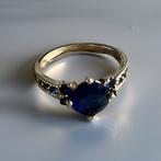 Ring Blauwe Zirkoon 18k Verguld, Nieuw, 18 tot 19, Blauw, Met kristal