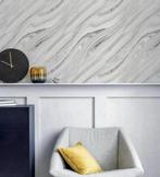 Zacht Mineraal Zilver Marmer Effect Luxe Behang 692605 10M, Huis en Inrichting, Stoffering | Behang, Ophalen of Verzenden