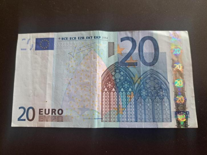 2002 Portugal 20 euros ancienne série Trichet code U018, Timbres & Monnaies, Billets de banque | Europe | Euros, Billets en vrac